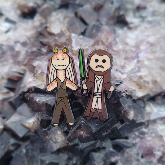 Mini Qui-Gon and Jar Jar Pins & Sets